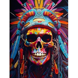 GMETINC 5D Diamond Painting Kits for Adults, Skull Diamond Art Kits for Adults Beginner, DIY Full Drill Diamond Dots Paintings with Gem Art and Crafts Home Wall Decor 12x16inch