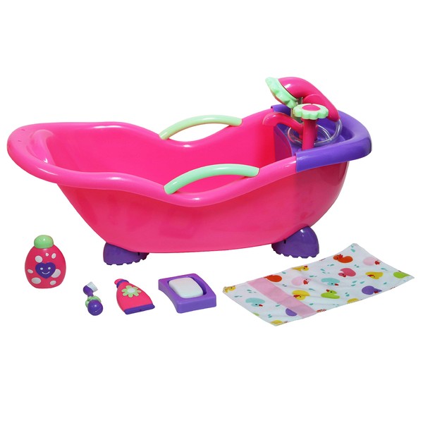 JC Toys - for Keeps Playtime! | Baby Doll Real Working Bath Set | Fits Dolls up to 16" | Shower and Faucet Really Work | Play Accessories | Ages 2+