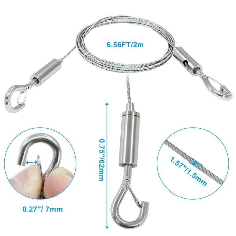 Rierdge 2 Pack 2m x 1.5mm Adjustable Picture Hanging Wire