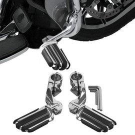 TCMT 1-1/4" 1.25" Short Angled Highway Foot Pegs Set Fits For Harley Touring Road King Street Glide Road Glide Electra Glide Softail Sportster Dyna with 1.25" Engine Guards