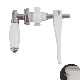 Elegant Ceramic and Chrome Plated Flush Handle for UK Bathrooms - Universal Fit, Rust-Resistant Cistern Lever with Anti-Slip Grip, Traditional Design WC Tank Handle Replacement, Easy Installation