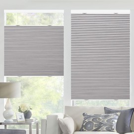 Blackout Top Down Bottom Up Cellular Shades- Cordless Total Privacy Honeycomb Blinds, Room Darkening Thermal Insulated blinds for window and door, Gray-Blackout, 44" W x 56" H