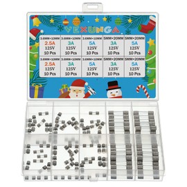 VEXUNGA 5 Values 100 Pcs 125V Christmas Light Fuses Kit 5x20MM 3A 5A 125 Volt Max Fuse and 3.6X10MM ts-66 2.5 3 5 Amp 125V Mini Glass Fuses Replacement for Outdoor C9 String Xmas Lights Fan