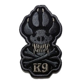PHOENIX IKKI K9 Military Dog Police Dog Service Dog Army Dog Special Forces Tactical Military Cloth Embroidered Patch Patch Coat of Arms Applique Dog Paw and Crossbone Dark Grey