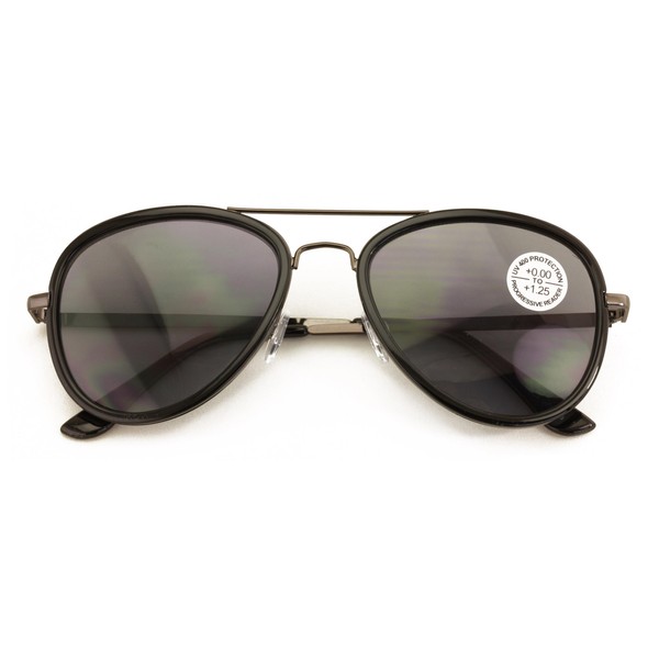 V.W.E. Large Metal Tear Drop Progressive Reading Sunglasses - Zero