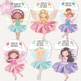 Fairy Birthday Party Decorations 18 Thank you Cards with 18 Scrunchies Fairy Themed Party Favors Fairy Princess Garden Baby Shower Decorations Supplies, Fairy First 1st Wildflower One