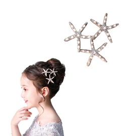 Starfish Hair Clips for Women Girls Mermaid Hair Clip for Women Hair for Party Faux Pearl Hair Clips for Wedding Bride Hair Accessories Starfish Pearl Barrettes Clip 3 Pcs