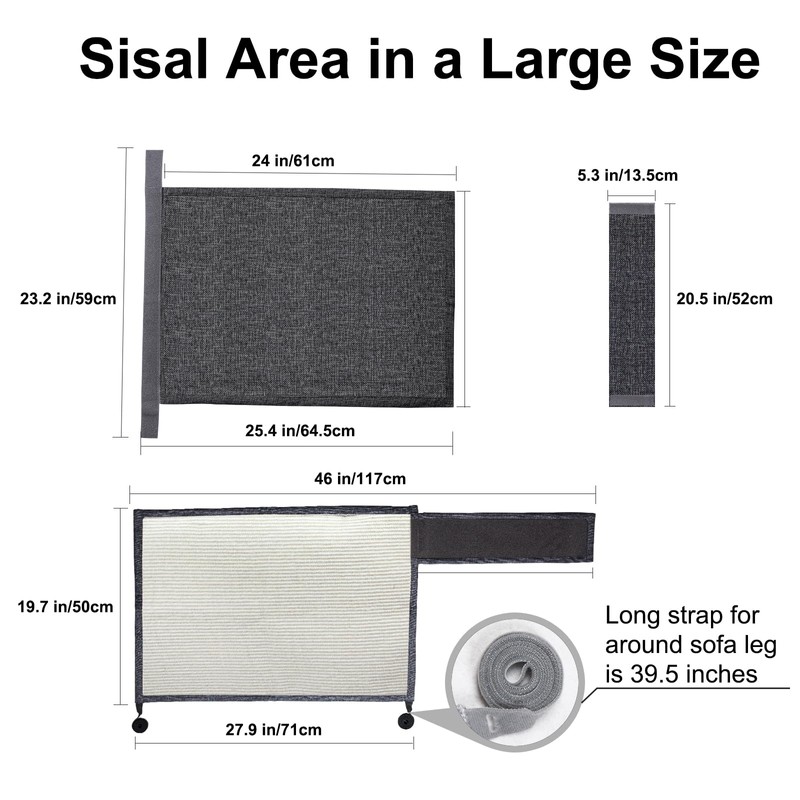 Upgraded Cat Scratch Furniture Couch Protector with Natural Sisal for