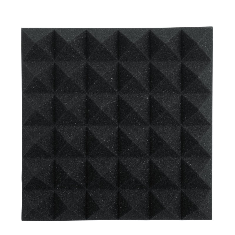 Gator Frameworks 2” Thick Acoustic Foam Pyramid Panels 12”x12”, Charcoal