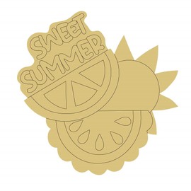 Sweet Summer Design by Lines Cutout Unfinished Wood Summer Party Door Hanger MDF Shaped Canvas Style Art 1 (6")