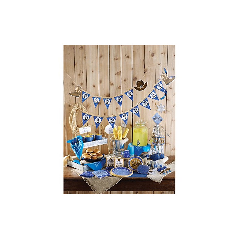 Creative Converting 16 Count Paper Lunch Napkins, Happy Birthday, Blue