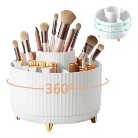 Doremama Organizador De Maquillaje, Porta Plumas Escritorio Giratorio 360 Grados, Organizador Para Brochas, Skincare, Lápices, Utensilios De Cocina, Porta Multiusos Con 5 Ranuras, Gran Capacidad