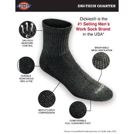 Dickies Men's Dri-Tech Moisture Control Quarter Socks, Available in M-XXL (6, 12, 18, Grey/Blue/Brown (6 Pairs), Medium