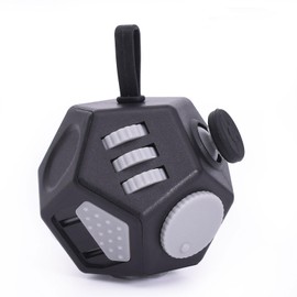 UOOEFUN Mini Fidget Toys Cube,12 Sided Cube Toys Relief Stress,Anxiety, Depression,Autism for Kids Adults Improve Focus and Kill Time (Black)