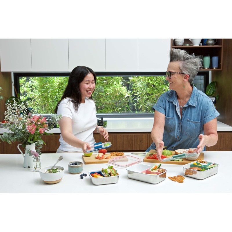 Smash Stainless Steel Bento Lunch Box, 5 Compartments, Sage, 1400ml