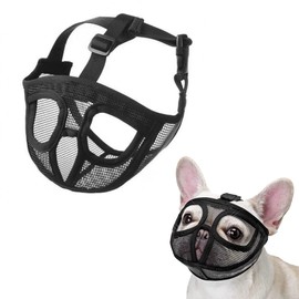 JOYPAWS Short Snout Dog Muzzle, French Bulldog Muzzle with Soft Mesh Adjustable Anti Bitting Chewing Barking for Small Medium Large Breeds Pug/Shih Tzu/Boston Terrier Black L