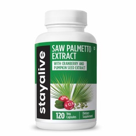 StayAlive USA Fast Buy Top Palmetto Extract Capsules 17000MG Equivalent Blend with Cranberry & Pumpkin Seeds 120 Vegan Pills for UT Prostate & Wellness Support, 1 Count, 120 Tablets / StayAlive USA 패스트 구매 톱 팔메토 추출 캡슐 17000MG 상당 크랜베리 & 호박 씨앗과 혼합 UT용 비건 알약 120개 전립선 & 웰니스 지원, 1개, 120정