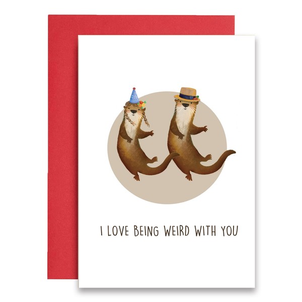 Seviky Cute Otter Love Card for Husband Wife, Funny Valentine’s Day Card, Humorous Anniversary Card