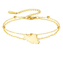 Dreamtimes Iran Map Bracelet for Women Men Stainless Steel Persian Heritage Bracelet Adjustable Chain Iranian Bracelets Persian Vintage Iran Jewelry (Gold)