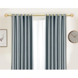 KAMANINA Gold Curtain Rod 32 to 58 Inch (2.6-4.8 ft), 7/8 Adjustable Single Curtain Rods for Windows 28 to 48 Inch, Decorative Splicing Drapery Rods with Crystal Translucent Finials