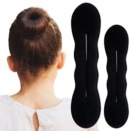 Pndeyo 2pcs Hair Bun Maker for Women, Non-Slip Shaper Curler, Lazy Sponge Updo Styling Accessories for Long Thin Curly Straight Wavy Hair - Black