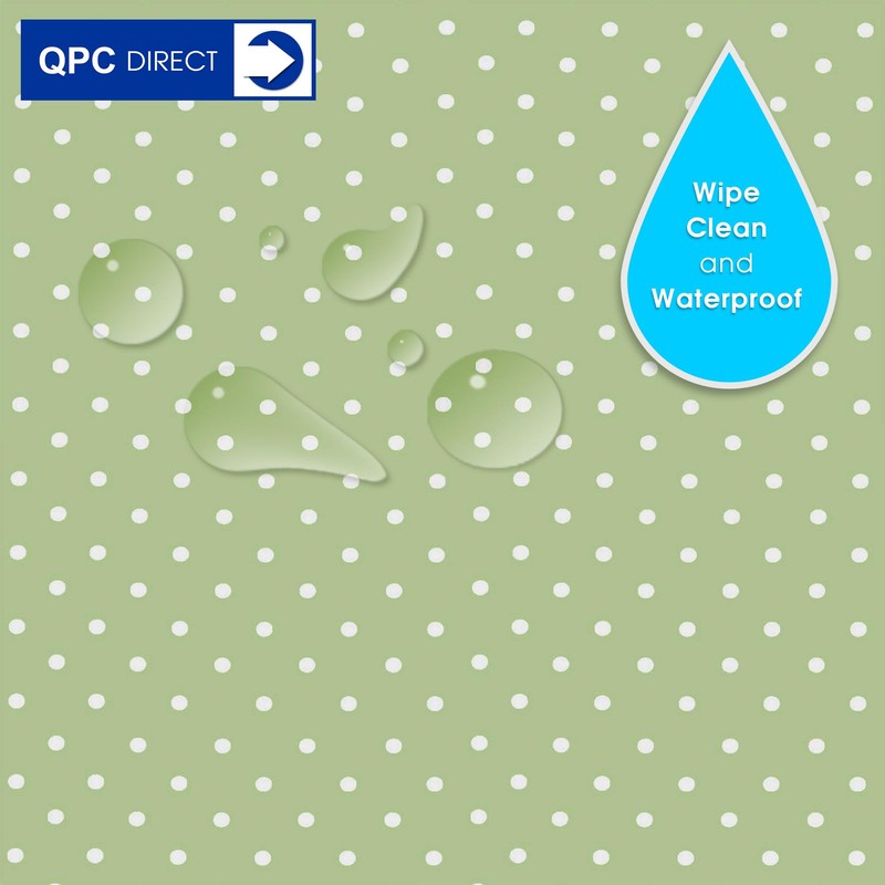 QPC Direct Sage Green Polka Dot PVC Oilcloth Table Cover