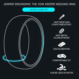 JEWPER 6MM 8mm Black/silver/gold Tungsten Rings for Men Womens Couple Fashion Jewelry Promise Engagement Wedding Band Hammered Inner ring inlaid with olive wood Carbide Polished Edge Comfort Fit, 10,