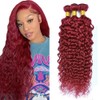 99J Bundles Human Hair Burgundy Water Wave 3 Bundles Red