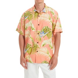 LUXSTITCH Men's Silk Hawaiian Shirts Short Sleeve Tropical Beach Camp Holiday Casual Button Down Shirts