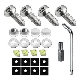 Rebvugr 4Sets Black Anti-Theft License Plate Screws Kit, License Plate Bolt, Stainless Steel Rustproof Security Bolt Fastener, M6 (1/4") Tamper Proof Car Tag Screw for Car Frame Mounting (Silver)