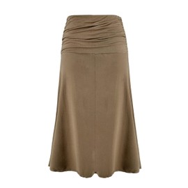 Laphilo Women's Plain Viscose Casual Elastic Waist Flared Midi Skirt Comfortable Lightweight 9521, camel