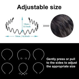 KELUBATU 3pcs Hair Bands for Men Metal Fashion Headbands for Women Unisex Black Hair Bands Spring Non-Slip Headbands for Sports and Daily Wear