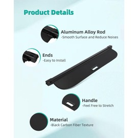 Retractable Rear Cargo Cover Shade for 2015-2021 for Land Rover Range Rover Sport 3.0L Trunk Cargo Cover Easy to Install