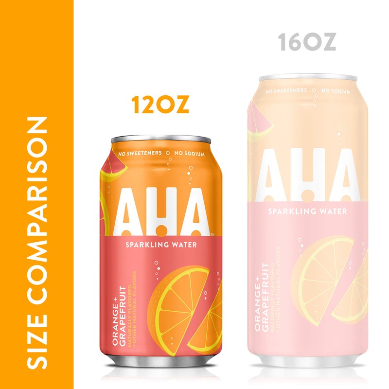 AHA Sparkling Water, Orange Grapefruit Flavored Water, Zero Calories, Sodium