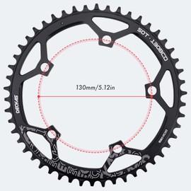 DJC Bike Chainring 130BCD 40 Teeth to 58 Teeth Round Chainring Narrow Wide Teeth Lightweight Road Bike Folding Bicycle 7-12 Speed (46 Teeth)