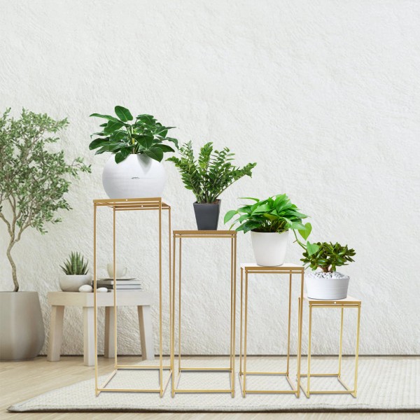 Unbranded 4PCS Wedding Flower Floor Stands Set Gold Column Cube