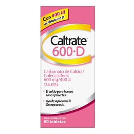 Caltrate Suplemento de Calcio 600 D 600mg  400 UI Frasco, con 60 tabletas