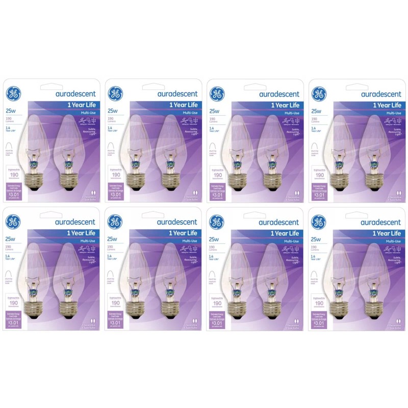 GE 75340 2 Count Flame Shape 25 Watt Auradescent Light