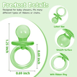 50 Pcs Mini Pacifiers Baby Shower Games Boy Girl, 1.25 Inch Cute Baby Shower Pacifiers, Bulk Acrylic Pacifier for Party Table Scatter, Pacifier Hunt Game, Gender Reveal Decoration Party Favors(Green)