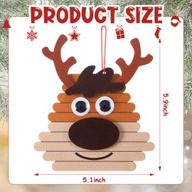 Colingmill 12 Pack 5.9" Christmas Stick Ornament Craft Kit Wooden DIY Sticks Ornament Craft Christmas Arts and Crafts Kit for Kids or Classroom Home Winter Theme Party Favors (Reindeer,Brown)