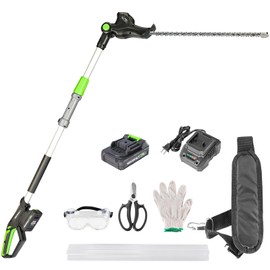 Pole Hedge Trimmer Cordless 20V with Battery Powered 20-Inch Electric Hedge Trimmers 10-FT Reach with Extension Pole Multiple Angles for Shrubs Pruning Bush Trimmer