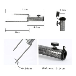 Eidoct 2 Pieces Patio Umbrella Steel Anchor, Heavy Duty Beach Umbrella Stand, Ground Grass Screw Holder Stands with 2 Forks for Lawn, Patio, Outdoor, Garden, Beach, Fishing