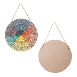Feelings Wheel Wall Decor Mental Health Emotions Chart Round Wood Sign Wall Hanging Therapy Counseling Office Classroom Home Decor Therapist Gifts Social Behavior Learning Chart 12 Inch