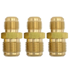 Newnessai 3Pcs Brass Tube Fitting, 3/8'' to 1/2'' Male Brass Flare Union Connector, Gas Adapter Fitting Connector for Oil Gas Systems Plumbing Refrigeration Vacuum Equipment
