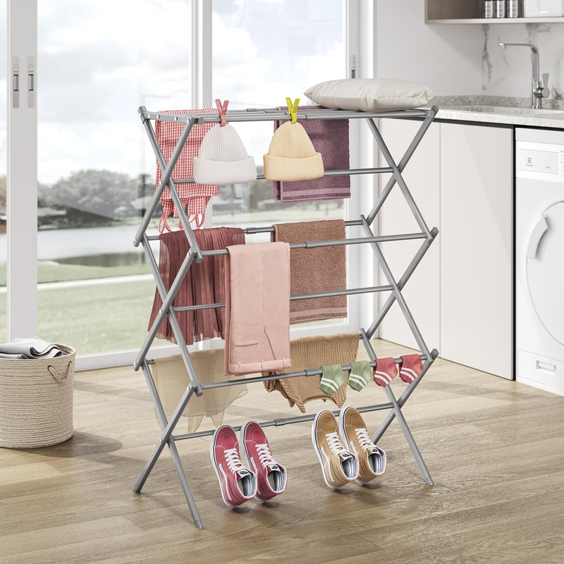 APEXCHASER Clothes Drying Rack, 3-Tier Laundry Drying Rack for Clothes,