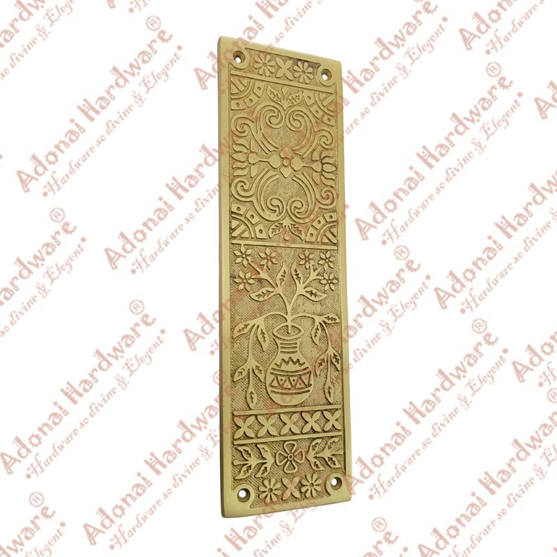 Adonai Hardware Decorative Brass Push Plate (9.9 Inch "Melchizedek", Satin