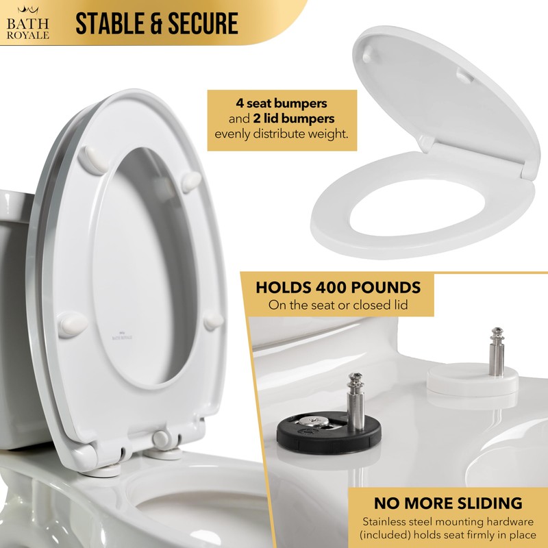 Bath Royale Slow Close Toilet Seat Round BR283-00 Heavy Duty