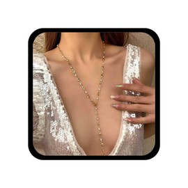 Cybche Vintage Heart Y Lariat Necklace Gold Crystal Y Necklace Hollow Heart Necklace Long Cz Drop Necklace Love Heart Pendant Necklace Jewelry for Women