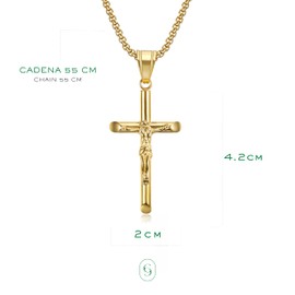 Clepsidra® Collar para hombre con cristo, accesorios para mujer de acero inoxidable Joyeria para mujer y hombre diseño religioso. Regalo elegante para primera comunion, confirmacion Bisuteria Necklace
