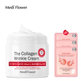 Medi Flower Collagen Wrinkle Improvement Cream 250ml + 3 mask packs